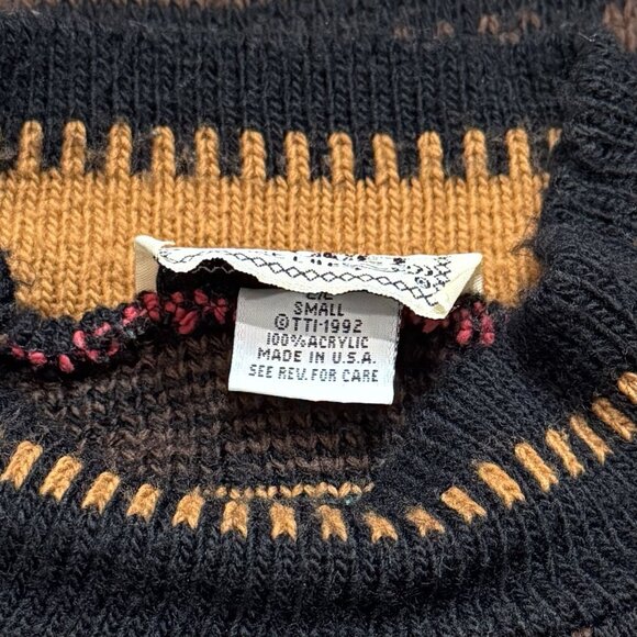 Vintage Croquet Clue Fair Aisle Sweater Cabincore Cozy Mountains Holiday S - Picture 9 of 11